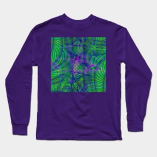 Green and Purple Lines Fractal Design Long Sleeve T-Shirt